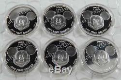 75 Years with Mickey Disney 6 Coin 999 Silver Proof 1 oz Art Round Set CB598