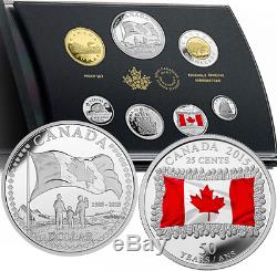 7-Coins Set Canada Flag 50th Anniv. 2015 Special Edition Silver Dollar Proof Set