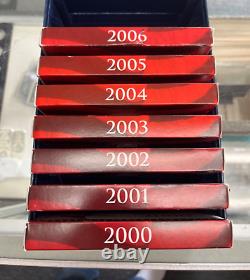 7 Pce Lot US Silver Proof Sets 2000 2001 2002 2003 2004 2005 2006 withogp L15716