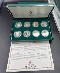 8 Coin Complete Atlanta Olympics 90% Silver Olympic Dollar Proof Set with Box COA