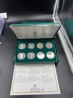 8 Coin Complete Atlanta Olympics 90% Silver Olympic Dollar Proof Set with Box COA