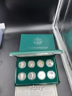 8 Coin Complete Atlanta Olympics 90% Silver Olympic Dollar Proof Set with Box COA