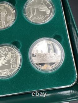 8 Coin Complete Atlanta Olympics 90% Silver Olympic Dollar Proof Set with Box COA