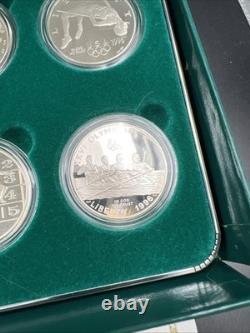 8 Coin Complete Atlanta Olympics 90% Silver Olympic Dollar Proof Set with Box COA