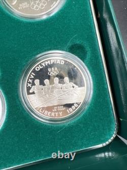 8 Coin Complete Atlanta Olympics 90% Silver Olympic Dollar Proof Set with Box COA