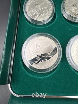 8 Coin Complete Atlanta Olympics 90% Silver Olympic Dollar Proof Set with Box COA