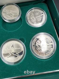 8 Coin Complete Atlanta Olympics 90% Silver Olympic Dollar Proof Set with Box COA