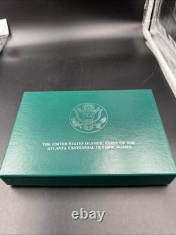 8 Coin Complete Atlanta Olympics 90% Silver Olympic Dollar Proof Set with Box COA