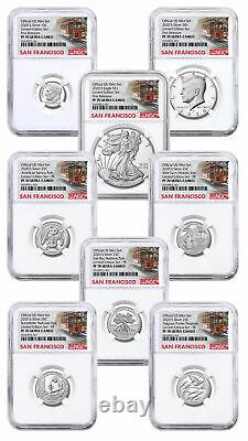 8 Coin Set 2020 S US Limited Edition Silver Proof NGC PF70 UC FR Trolley Label