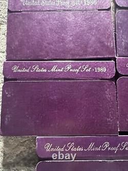 8 Set LOT of 1986- 1991, 1993, 1998 U. S. Proof Set in ORIG Mint Boxes & COA