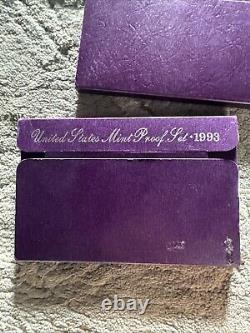 8 Set LOT of 1986- 1991, 1993, 1998 U. S. Proof Set in ORIG Mint Boxes & COA