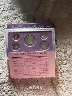8 Set LOT of 1986- 1991, 1993, 1998 U. S. Proof Set in ORIG Mint Boxes & COA