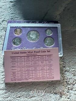 8 Set LOT of 1986- 1991, 1993, 1998 U. S. Proof Set in ORIG Mint Boxes & COA