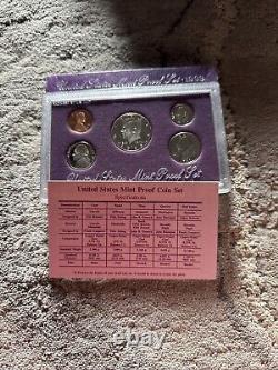 8 Set LOT of 1986- 1991, 1993, 1998 U. S. Proof Set in ORIG Mint Boxes & COA