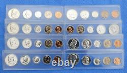 8 Silver Proof Set Run, 40 Coins, 1957, 1958, 1959, 1960, 1961,1962, 1963, 1964