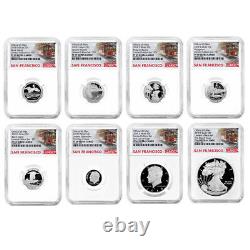 8pc Set 2018-S Limited Edition Silver Proof Set NGC PF69 FDI Trolley Label