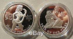 999 Nude Silver Proof Coin Lady Art Rounds Set Chinese New Year / Asian Zodiac