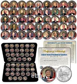 ALL 46 United States PRESIDENTS Full Coin Set Colorized DC Quarters with Box & COA