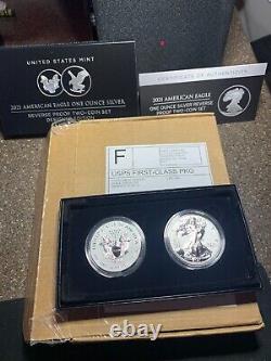 American Eagle 2021 One Ounce Silver Reverse Proof Two-Coin Set 21XJ US Mint Box