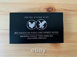 American Eagle 2021 One Ounce Silver Reverse Proof Two-Coin Set Designer Edition