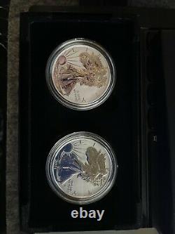 American Eagle 2021 One Ounce Silver Reverse Proof Two-Coin Set withbox & coa