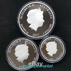 Australia 2017 Year Of Rooster Chinese Lunar Zodiac Silver Proof 3 Coins Set OGP