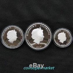 Australia 2017 Year Of Rooster Chinese Lunar Zodiac Silver Proof 3 Coins Set OGP
