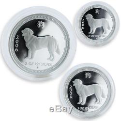 Australia set of 3 silver coins Year of Dog Lunar Series I proof 2006