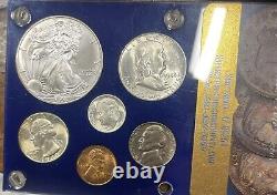 BU 1948 U. S UNC Mint 50yr Denver 6 Coin set With FBL FRANKLIN half & 1oz. 999 ASE