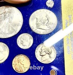 BU 1948 U. S UNC Mint 50yr Denver 6 Coin set With FBL FRANKLIN half & 1oz. 999 ASE