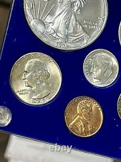BU 1948 U. S UNC Mint 50yr Denver 6 Coin set With FBL FRANKLIN half & 1oz. 999 ASE