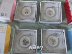 Beatrix Potter Peter Rabbit 2016 / 2017 / 2018 silver proof coins, 3 full sets