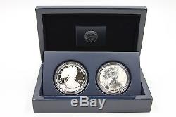 Beautiful 2012-S US Silver Eagle Proof & Reverse Proof 2 Coin Set With Box & COA