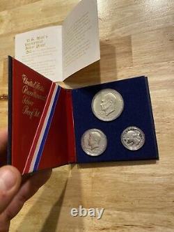 Bicentennial Silver Proof Set Lot 3-Piece 40% BU Bullion Kennedy Eisenhower 1976