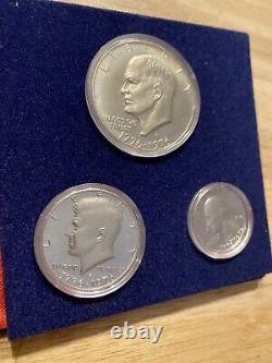 Bicentennial Silver Proof Set Lot 3-Piece 40% BU Bullion Kennedy Eisenhower 1976