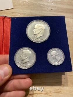 Bicentennial Silver Proof Set Lot 3-Piece 40% BU Bullion Kennedy Eisenhower 1976