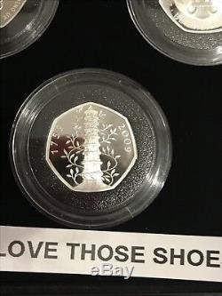Celebrating 50 Years Of The 50p 2019 Silver Proof Coin Set Kew Gardens Coa 0076