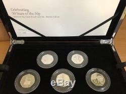 Celebrating 50 Years Of The 50p 2019 Silver Proof Coin set, Coa 0990