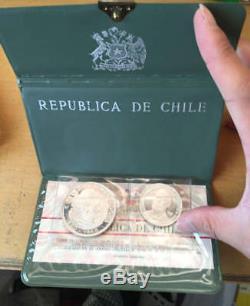 Chile 1968 Silver 2 coins Proof set in origin holder