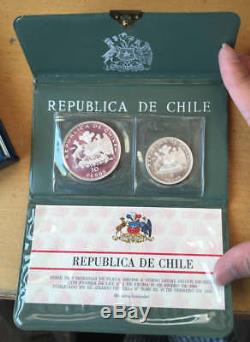 Chile 1968 Silver 2 coins Proof set in origin holder