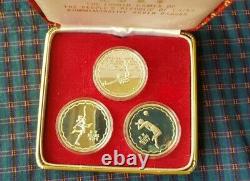 China 1979 3 piece Silver Proof Medal Set 4th National Games with Box / Cert