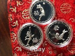 China 1979 3 piece Silver Proof Medal Set With Original Box and COA RARE