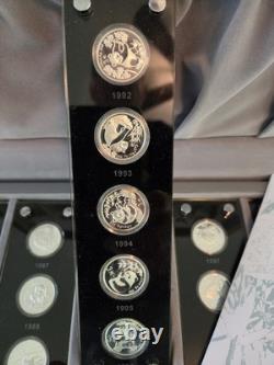 China 25th Anniversary Panda 1/4 Silver Proof Set, 1982-2007 With CASE, BOX, COA