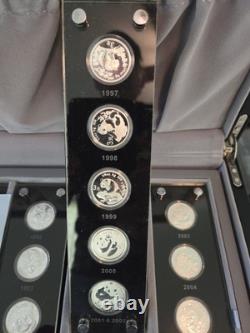 China 25th Anniversary Panda 1/4 Silver Proof Set, 1982-2007 With CASE, BOX, COA