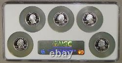 Complete 2007-S 5 Coin State Quarter Silver Proof Set NGC PF70 Ultra Cameo
