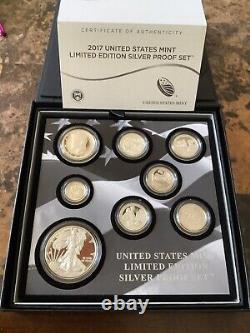 Complete 2017 US Limited Edition Silver Proof Set OGP, C. O. A. Pristine