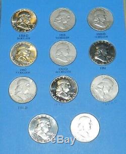 Complete Benjamin Franklin Half Dollar 35 coin set proofs 90% silver High grade