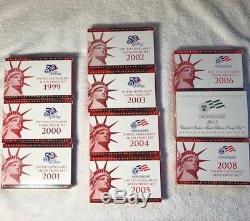 Complete Set 1999-2008 US Mint Silver Proof 50 State Quarters Sets