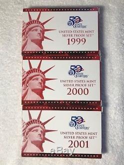 Complete Set 1999-2008 US Mint Silver Proof 50 State Quarters Sets