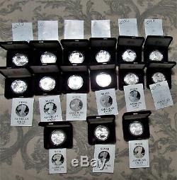 Complete Silver Eagle Proof Set 35 coin Collection 1986-2019S All OGP &CoA